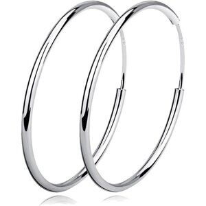 Sterling Silver 40mm Hoop Earrings - Hypoallergenic, Elegant, Gift-Ready for Wom